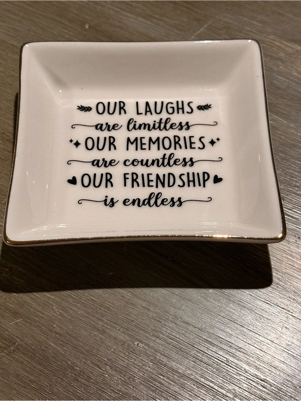 White Trinket Dish with Sentimental Quote